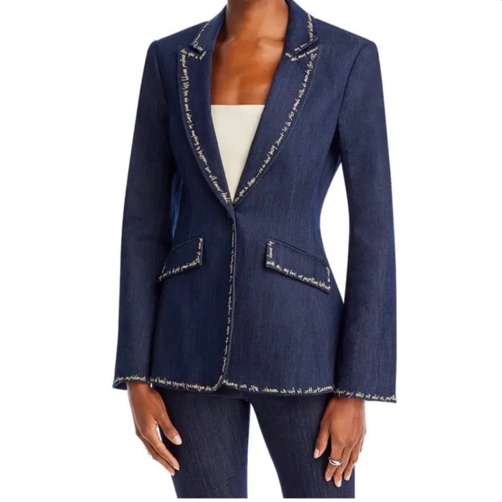 CINQ A SEPT Cheyenne Indigo Love Letter Denim Blazer Size 4